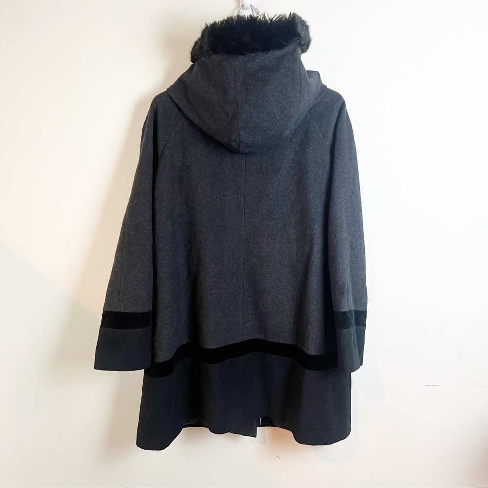 Forecaster Lambswool Velvet Black Peacoat Coat Size 16 Fur Hooded Pockets - Picture 7 of 15